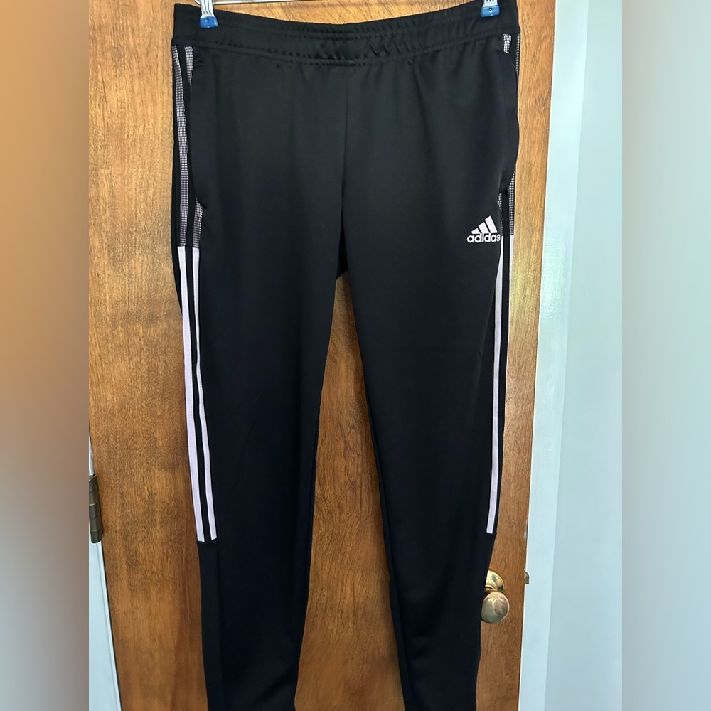 Black and pink adidas track pants women’s size medium